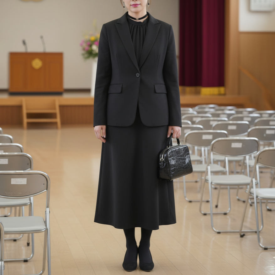 全身黒のNGコーディネート例