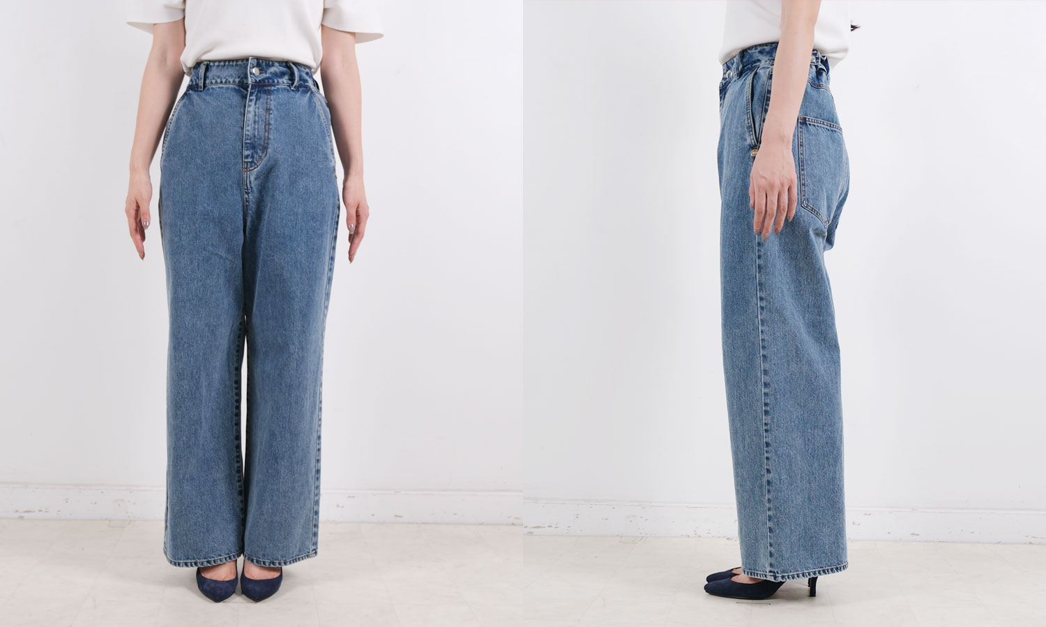 履くだけで美脚！スタイルアップが叶うワイドデニムパンツ