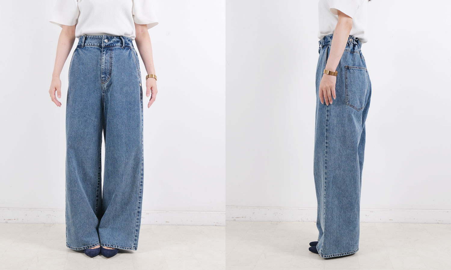 履くだけで美脚！スタイルアップが叶うワイドデニムパンツ