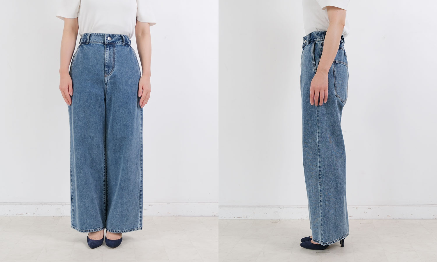履くだけで美脚！スタイルアップが叶うワイドデニムパンツ