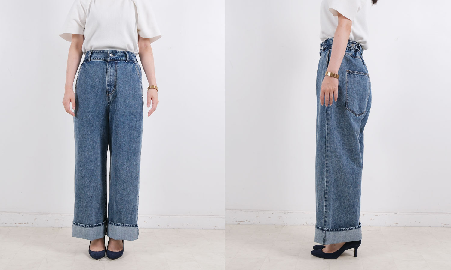 履くだけで美脚！スタイルアップが叶うワイドデニムパンツ