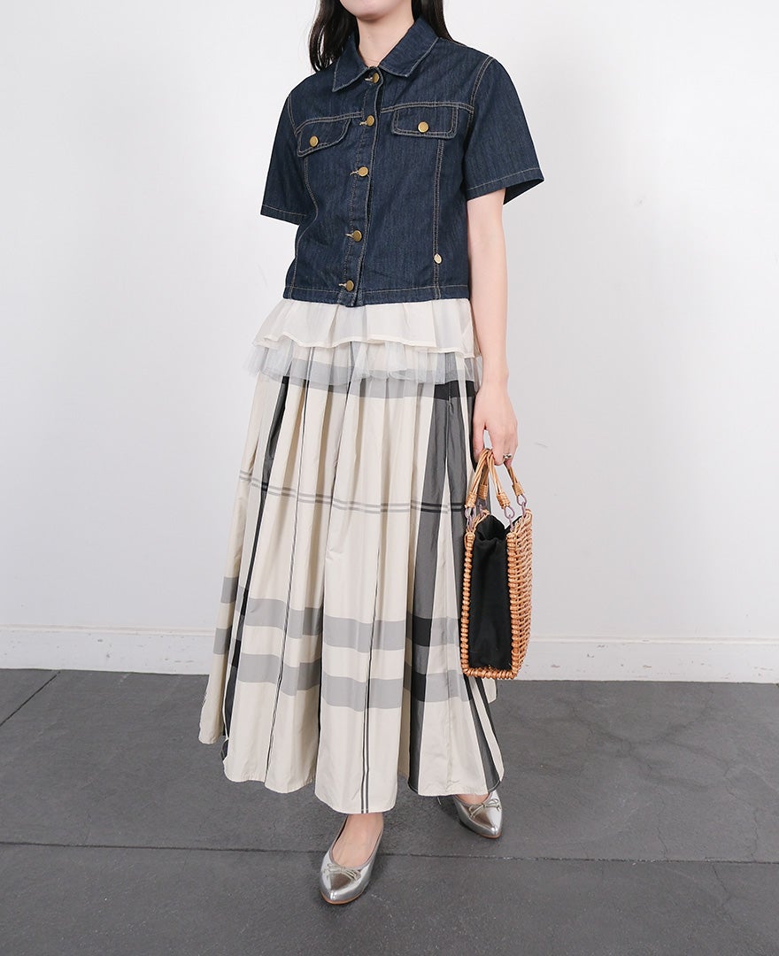 神戸・山の手モノトーンチェックスカート ホワイト / TRECODE公式通販