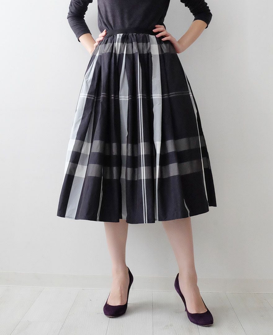 神戸・山の手モノトーンチェックスカート ネイビー / TRECODE公式通販