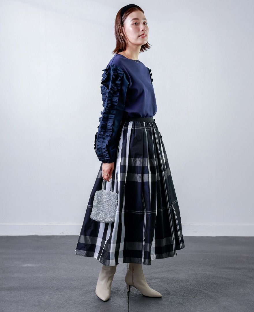 神戸・山の手モノトーンチェックスカート ネイビー / TRECODE公式通販