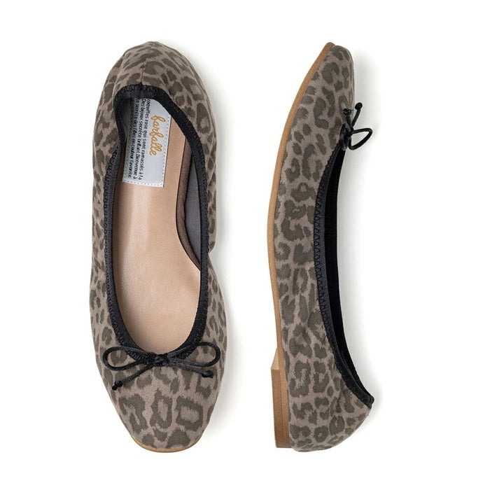 スクエアギャザーバレエ(レオパード) D.グレー