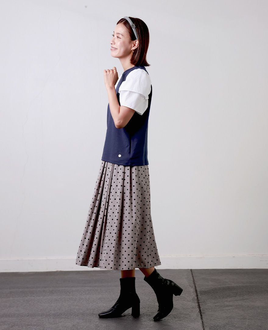 5,500均一】神戸・山の手フロッキードットスカート グレージュ