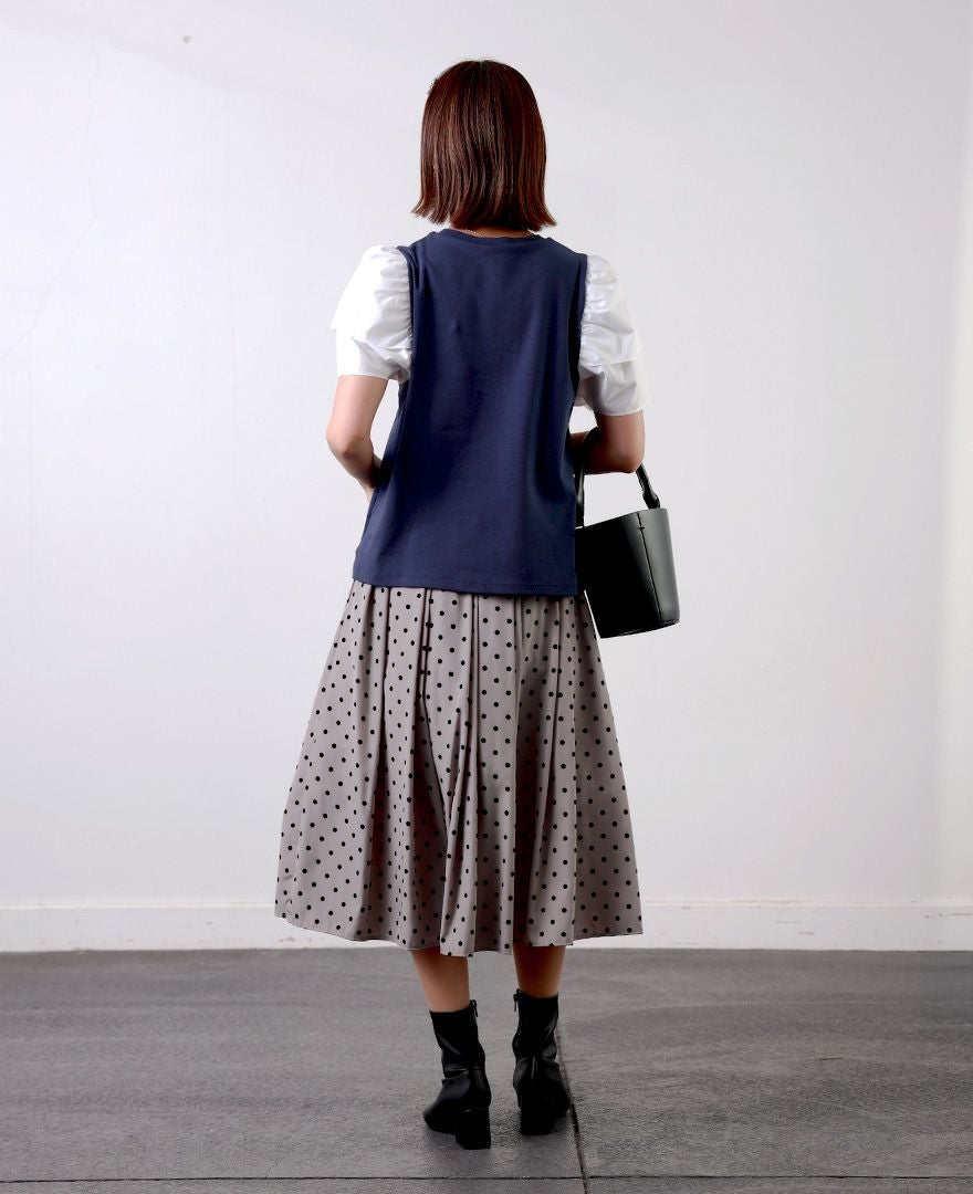 5,500均一】神戸・山の手フロッキードットスカート グレージュ