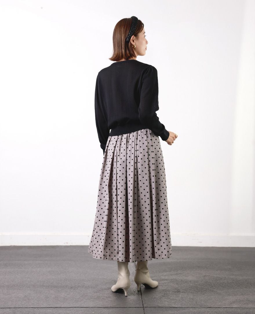 5,500均一】神戸・山の手フロッキードットスカート グレージュ