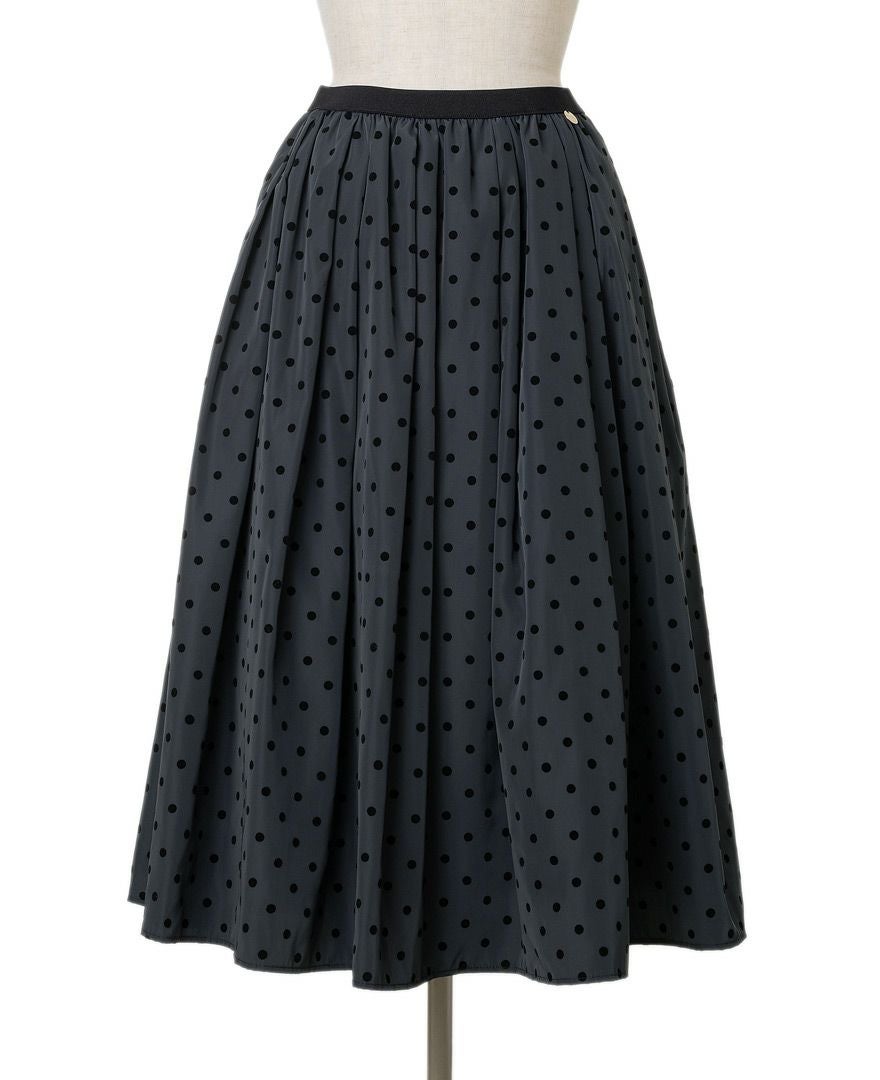 神戸・山の手フロッキードットスカート ダークグレー / TRECODE公式