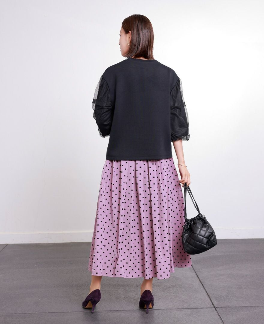 5,500均一】神戸・山の手フロッキードットスカート スモーキーピンク