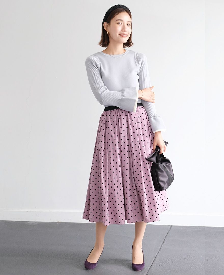 5,500均一】神戸・山の手フロッキードットスカート スモーキーピンク