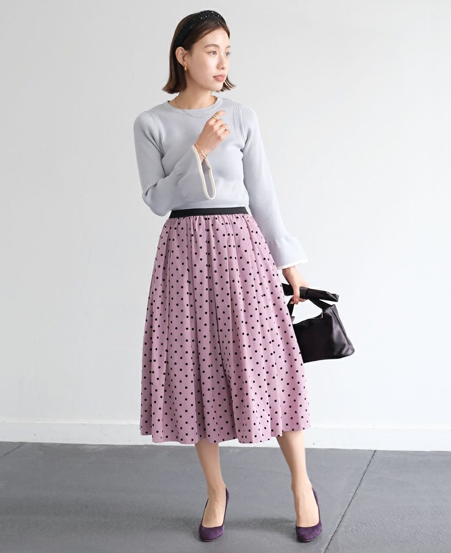 5,500均一】神戸・山の手フロッキードットスカート スモーキーピンク