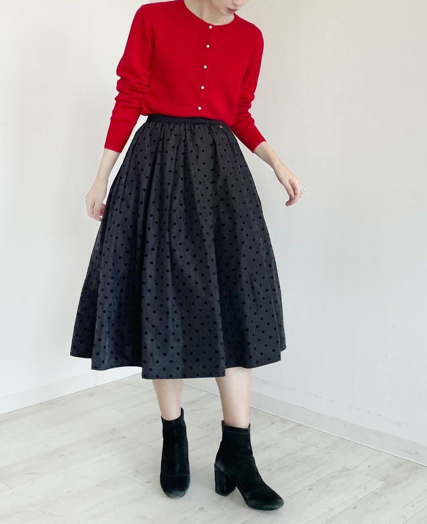 神戸・山の手フロッキードットスカート ブラック / TRECODE公式通販