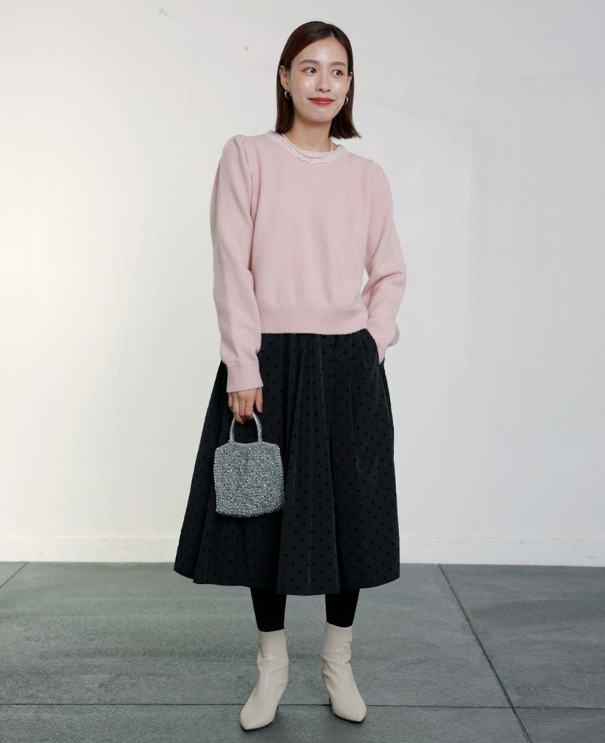 神戸・山の手フロッキードットスカート ブラック / TRECODE公式通販