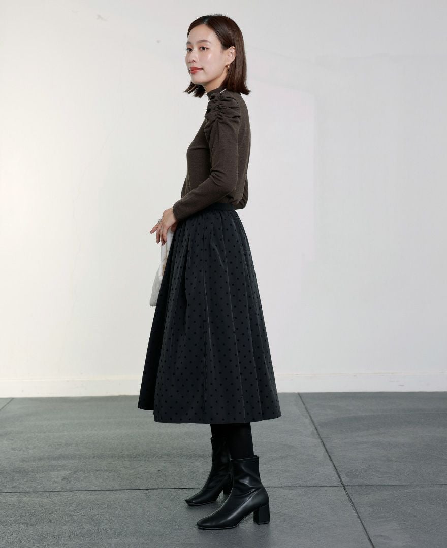 神戸・山の手フロッキードットスカート ブラック / TRECODE公式通販