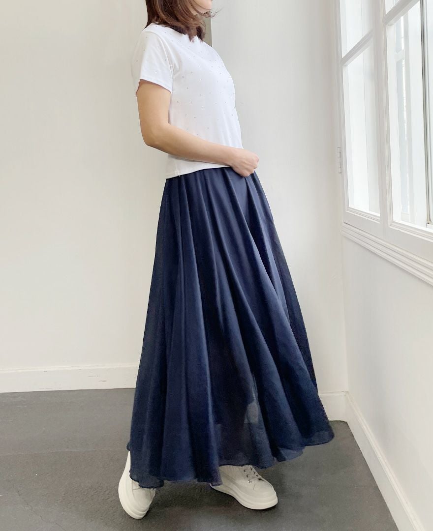 トレコード(TRECODE)ビジューTシャツ着回しの効くホワイトカラー