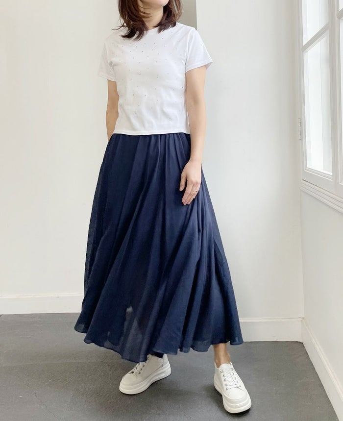 トレコード(TRECODE)ビジューTシャツ着回しの効くホワイトカラー