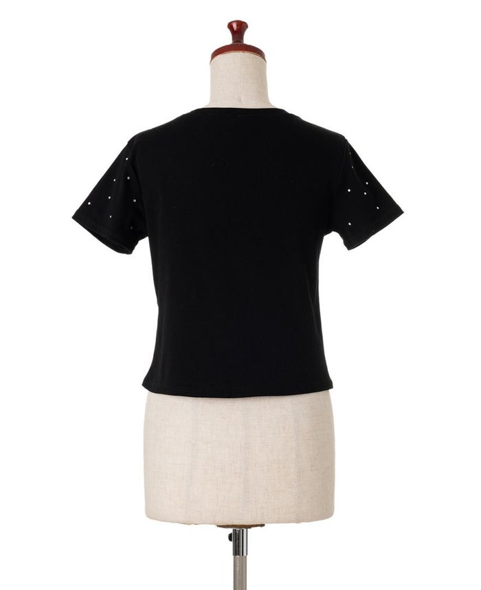 トレコード(TRECODE)ビジューTシャツ落ち着いたブラックカラー