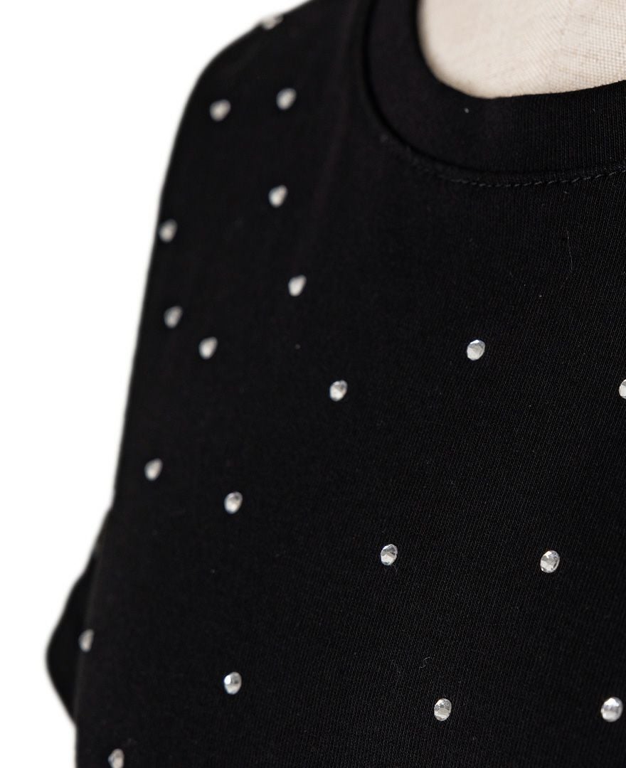 トレコード(TRECODE)ビジューTシャツ落ち着いたブラックカラー