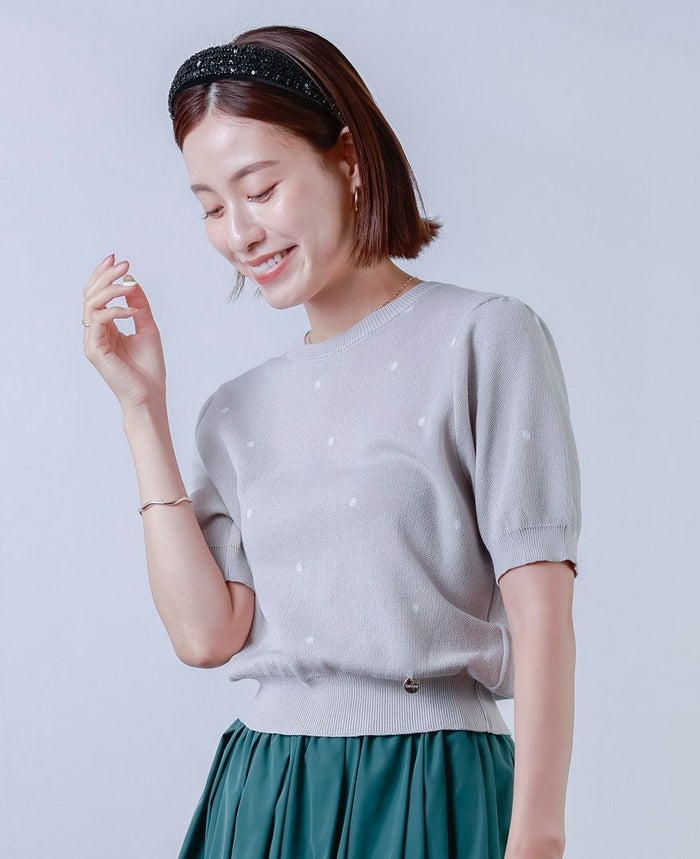 TRECODE(トレコード)一枚で大人可愛いを叶える半袖ドットニット