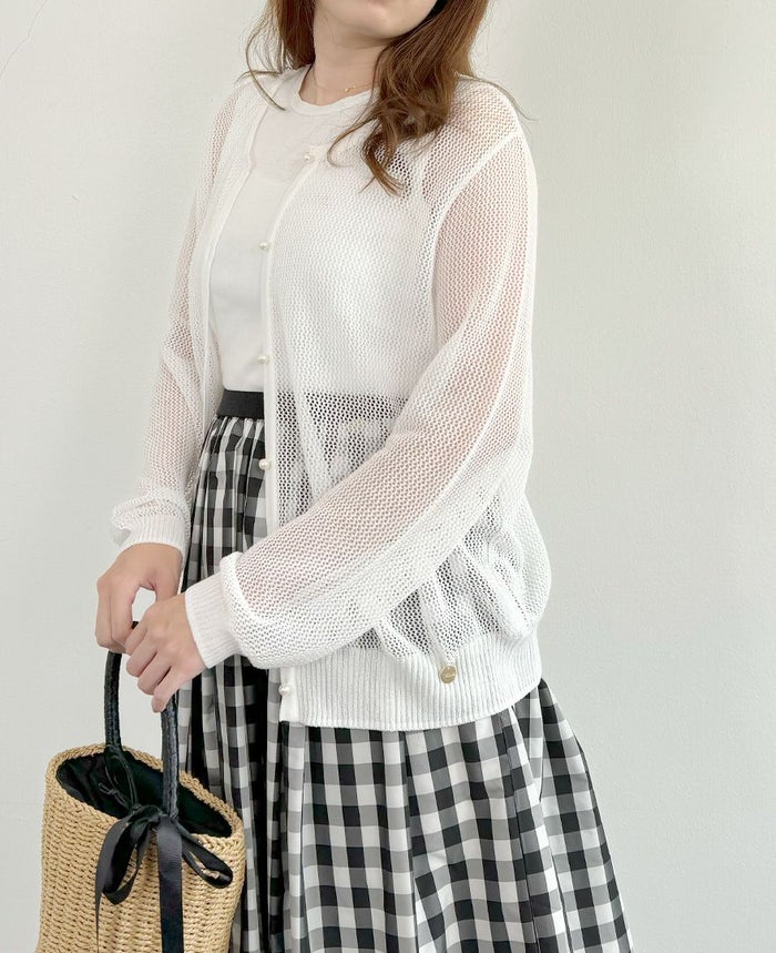 トレコード(TRECODE)メッシュカーディガンメッシュカーディガングレーカラー