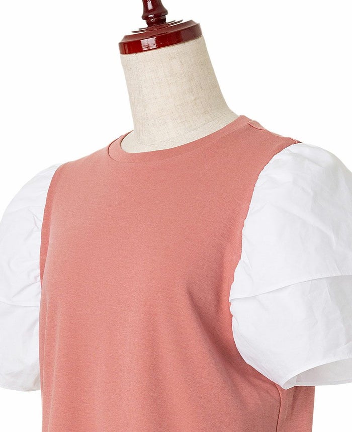 トレコード(TRECODE)重ね袖Tシャツピンクカラー