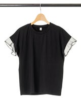 袖チュールカットソー