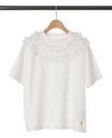 トレンド感のある大人可愛いチュールフリルデザイン　Tシャツ　