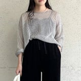 透かし編みコットンニット(3色)