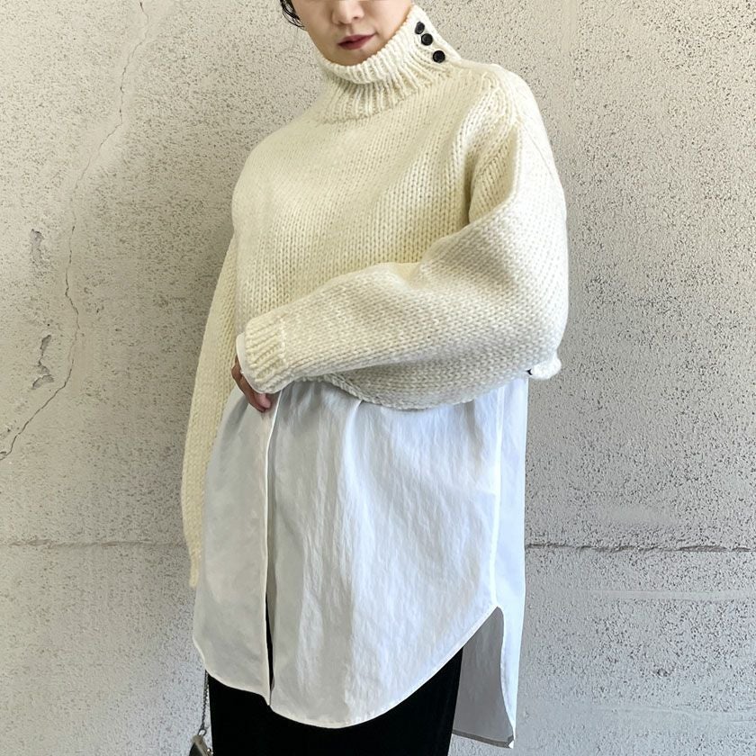 新品☆ハイネックショートニット ハイネックショートスリーブニット