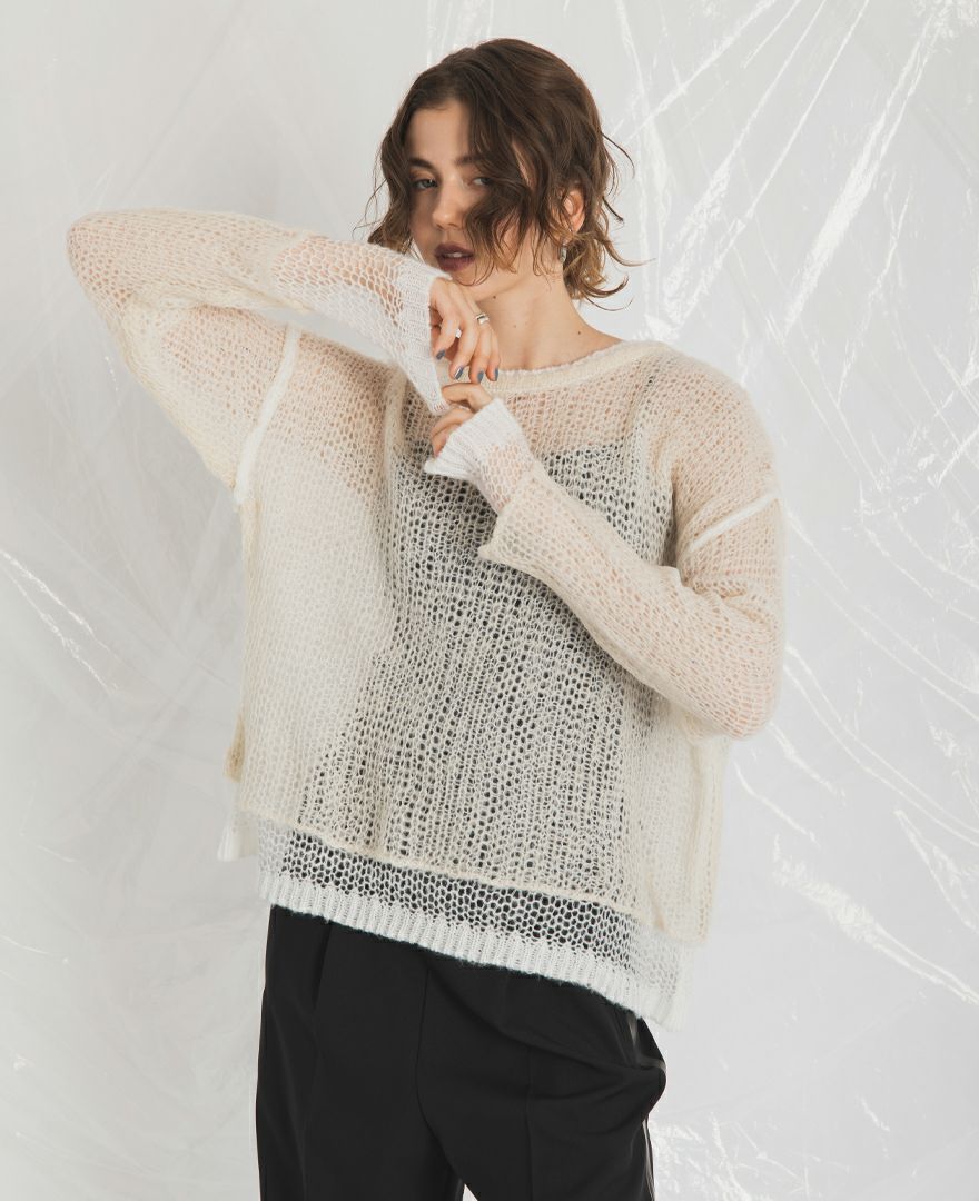 グレースコンチネンタル　メッシュレイヤードニットトップ ラメメッシュニットトップ / GRACE CONTINENTAL | GRACE CONTINENTAL