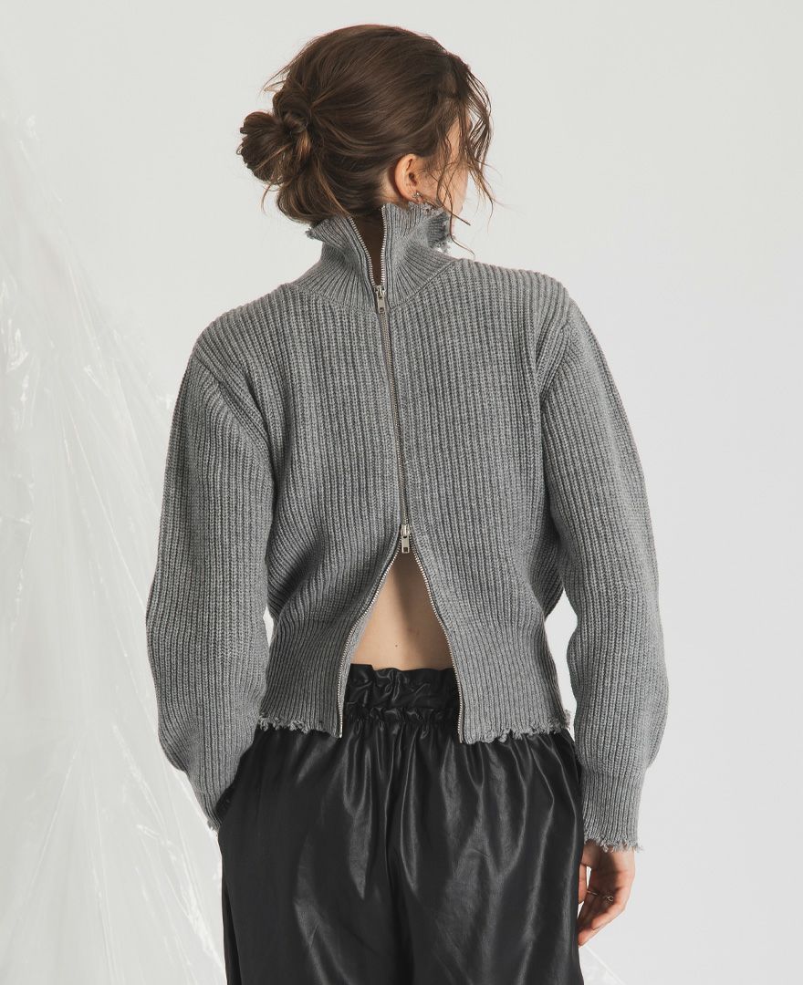 40%off】2WAYジップダメージニット(3色) | CLOCHE ONLINE SHOP