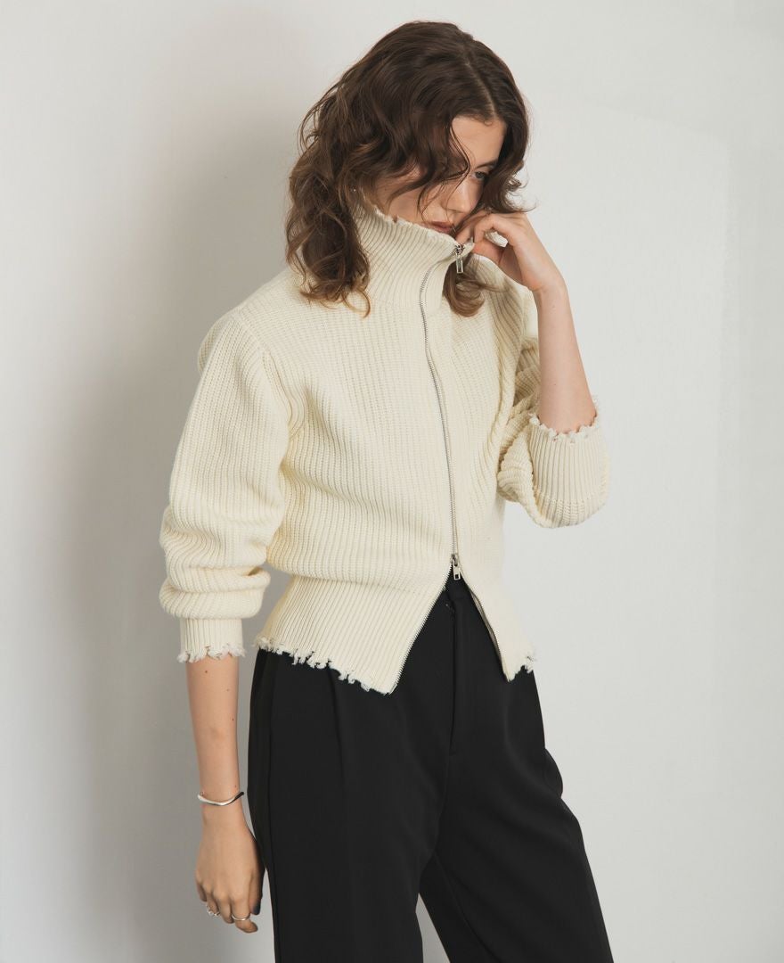 40%off】2WAYジップダメージニット(3色) | CLOCHE ONLINE SHOP