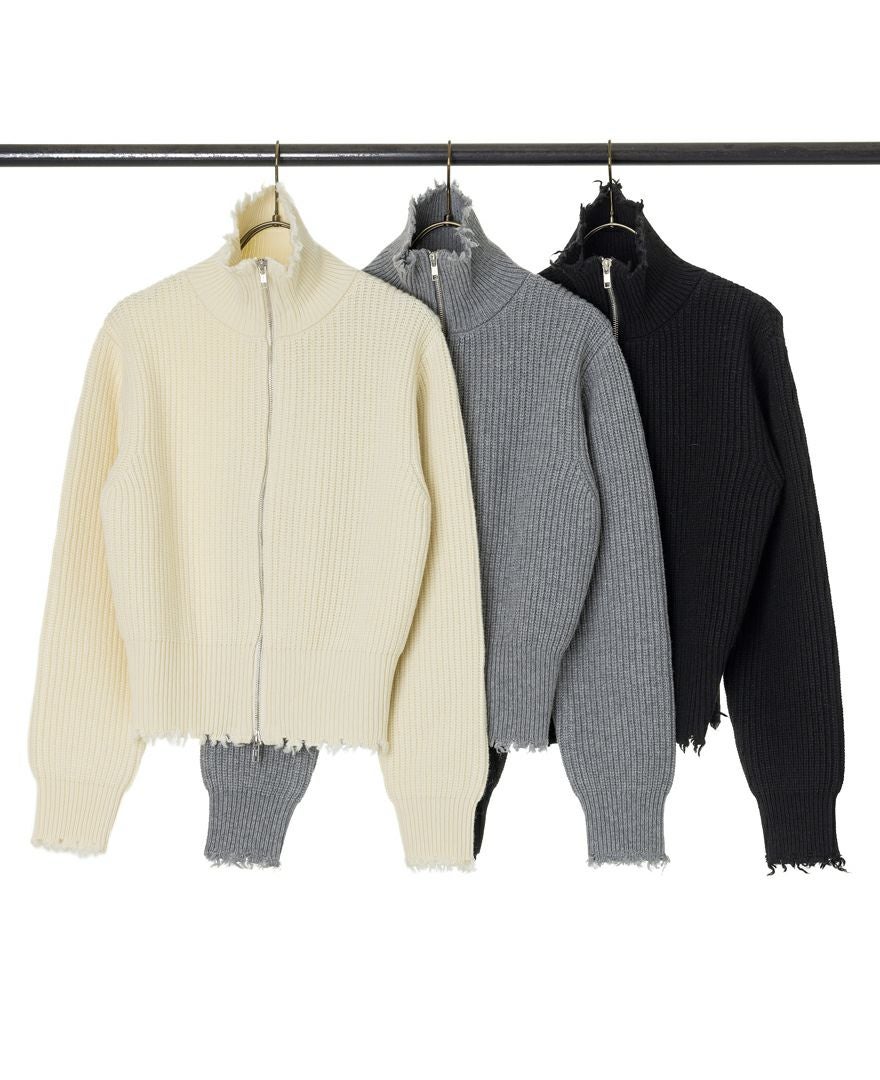 40%off】2WAYジップダメージニット(3色) | CLOCHE ONLINE SHOP