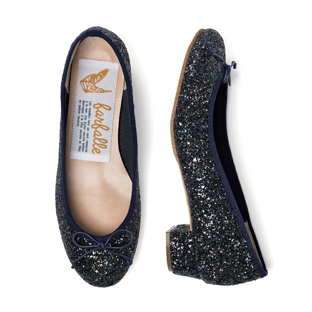 NEW】3cmヒールバレエ(大粒グリッター) / バレエシューズブランドの