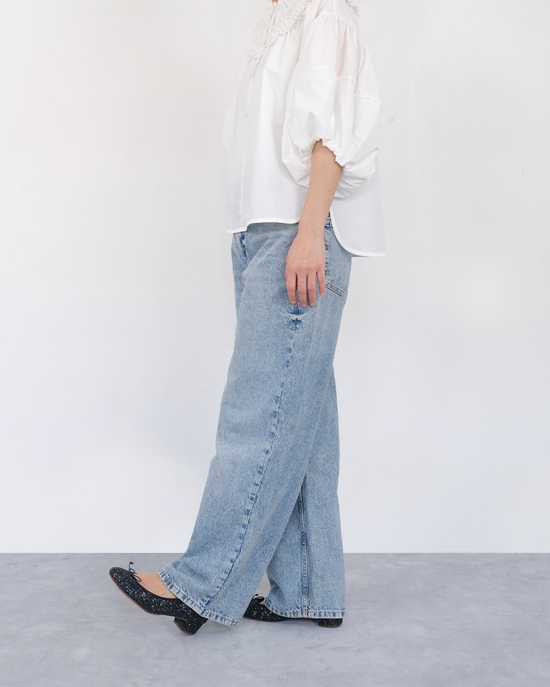 3cmヒールバレエ大粒グリッターミッドナイトは控えめな華やかさが魅力。