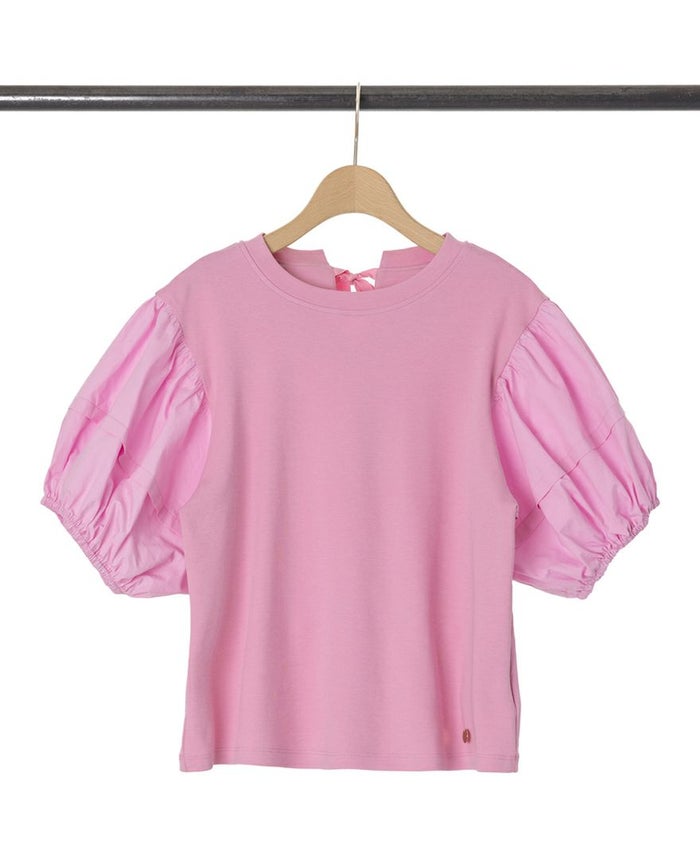 バルーン袖Tシャツピンクの詳細画像