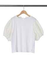 バルーン袖Tシャツホワイトの詳細画像