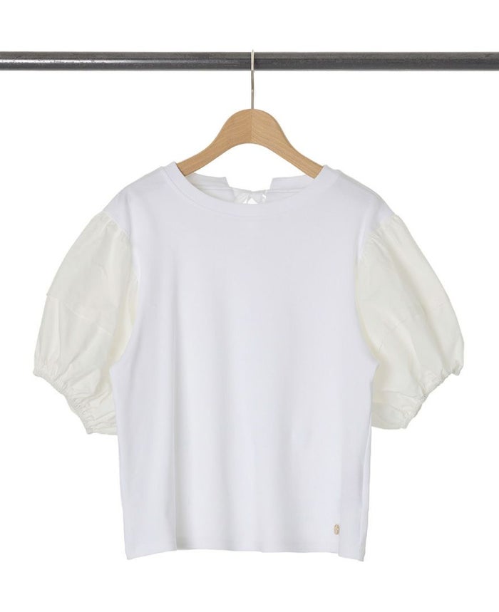 バルーン袖Tシャツホワイトの詳細画像
