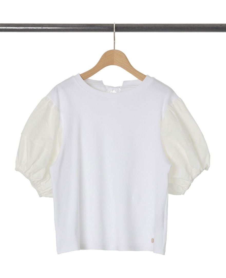 2025年夏30代40代50代におすすめのバルーン袖Tシャツ/ホワイト