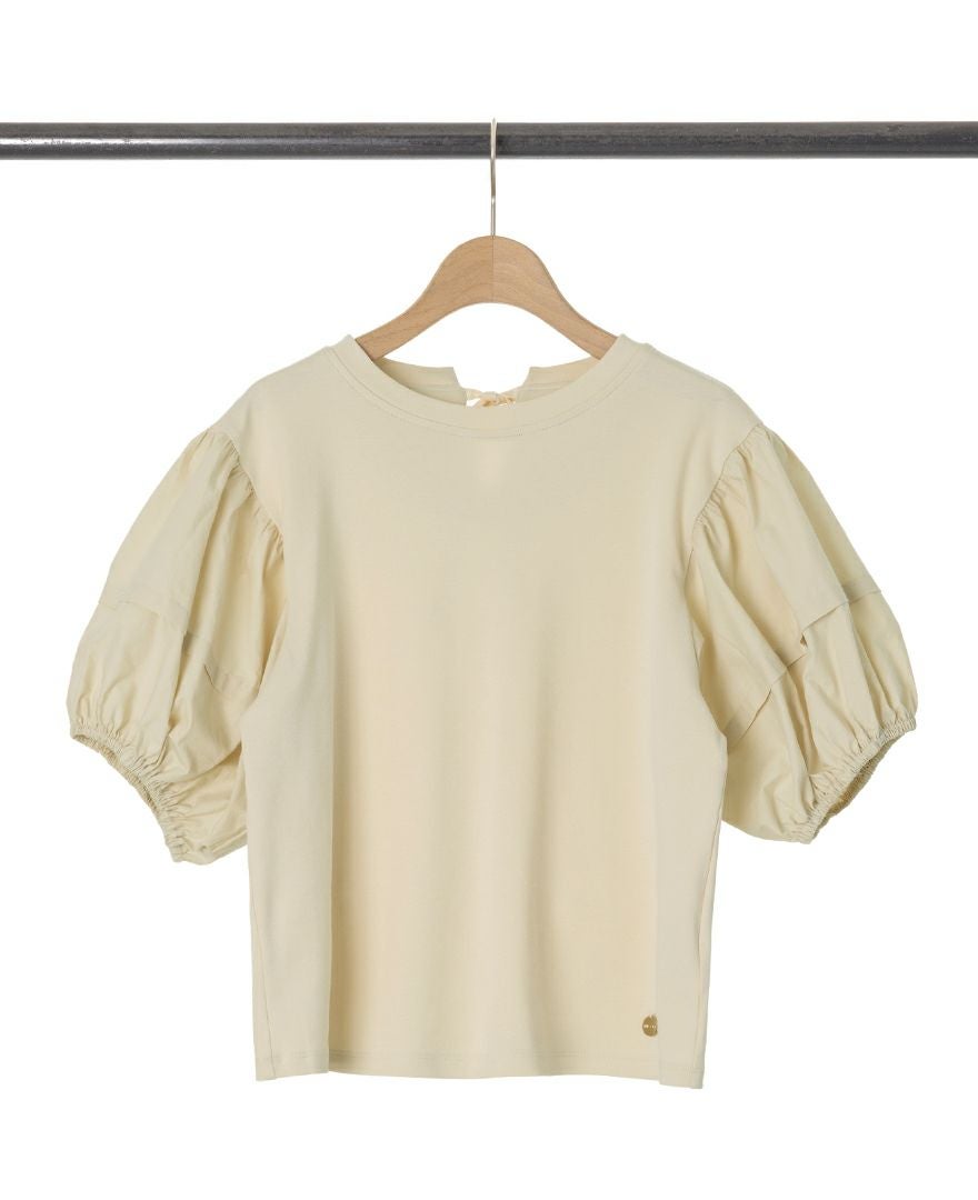 バルーン袖Tシャツベージュの詳細画像