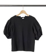 バルーン袖Tシャツブラックの詳細画像