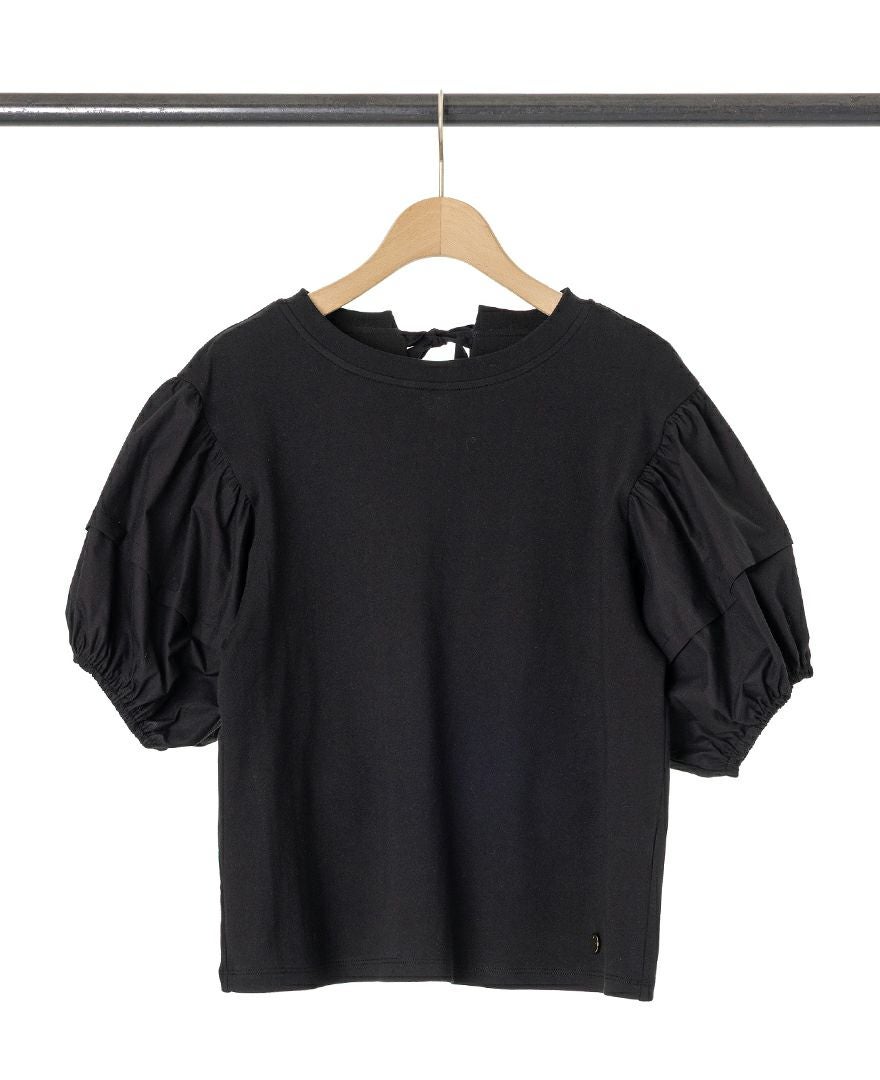 バルーン袖Tシャツブラックの詳細画像