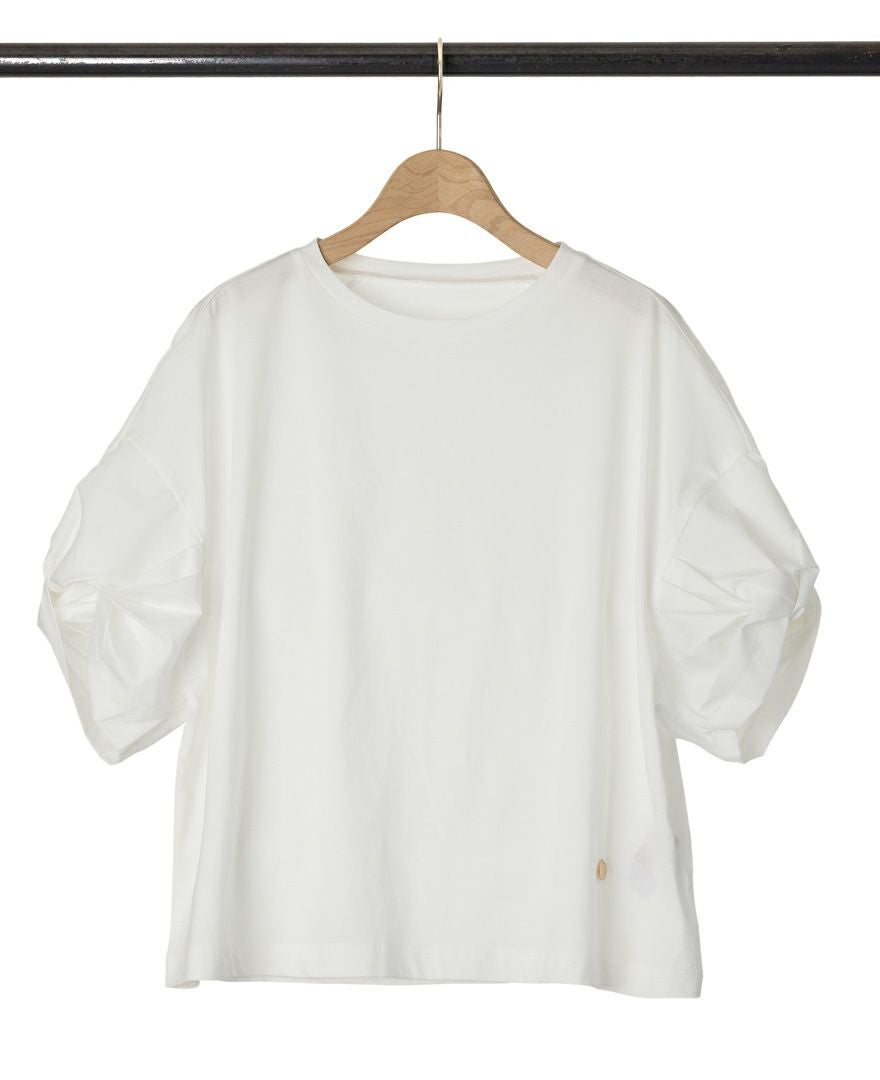 ねじり袖Tシャツホワイトの詳細画像