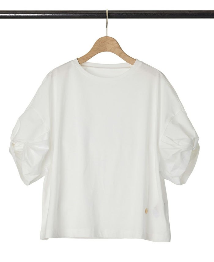 ねじり袖Tシャツホワイトの詳細画像