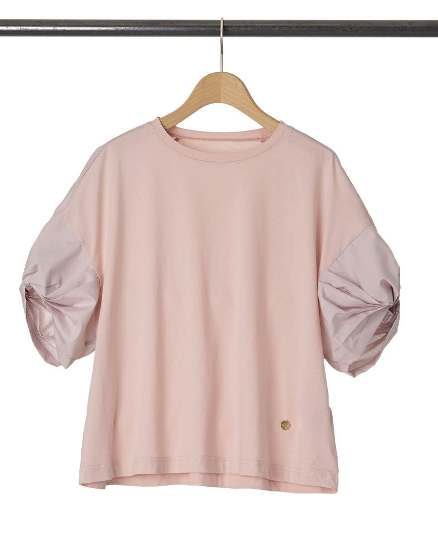 ねじり袖Tシャツピンクの詳細画像