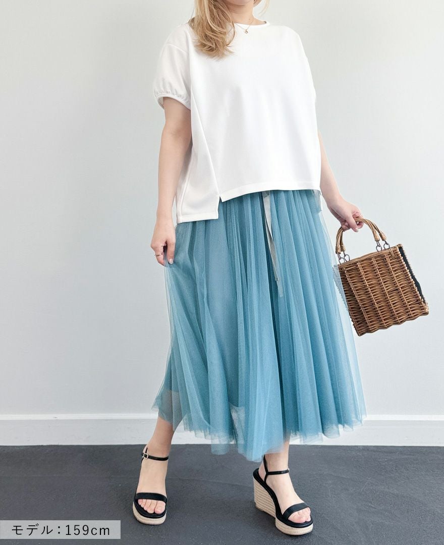 パフスリーブプルオーバーホワイトの着用画像