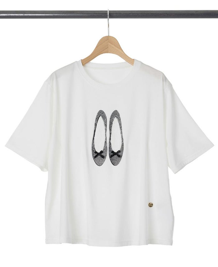 バレエシューズモチーフTシャツホワイトの詳細画像