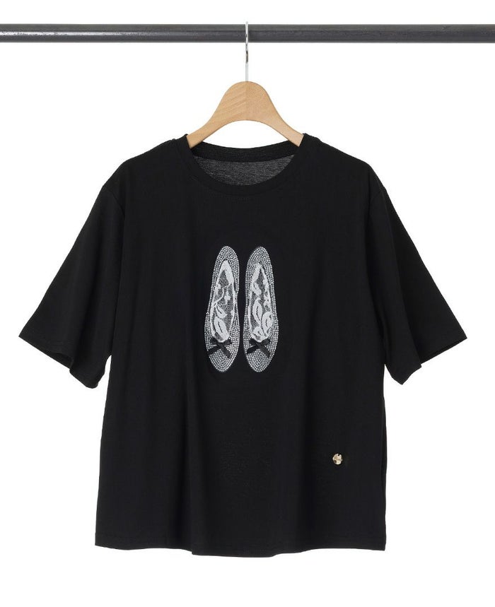 バレエシューズモチーフTシャツブラックの詳細画像
