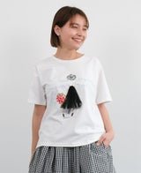 パリジェンヌプリントTシャツホワイトの着用画像